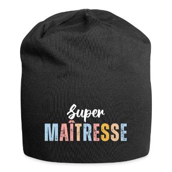 Super maitresse cadeau pour maîtresse d' école - Bonnet en jersey - noir - Devant