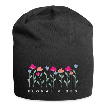 Blumige Vibes - Geschenkidee - Jersey-Beanie - Schwarz - Vorne