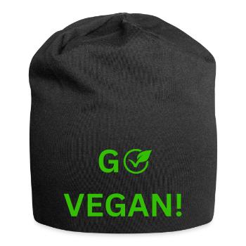 Veganer Stil mit Herz: Einzigartiges Design - Jersey-Beanie - Schwarz - Vorne