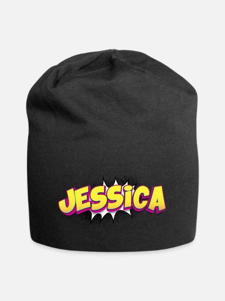 Jessica Benutzerdefinierter Name Comic-Stil Pop-Art, - Jersey-Beanie - Schwarz