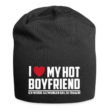 i love my hot boyfriend - Jersey-Beanie - Schwarz - Vorne