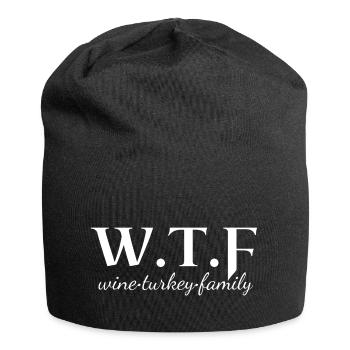 wtf Christmas, funny Christmas wine slogan - Jersey Beanie - black - Front