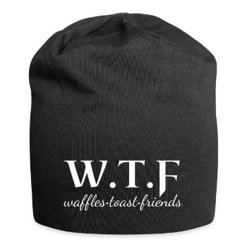 wtf waffles, funny food slogan - Jersey Beanie - black - Front