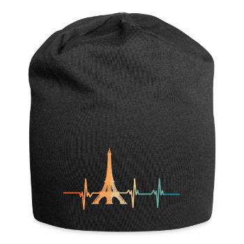 Herzschlag des Eiffelturms - Jersey-Beanie - Schwarz - Vorne