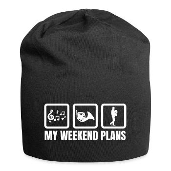 Meine Pläne für das Wochenende - Jersey-Beanie - Schwarz - Vorne
