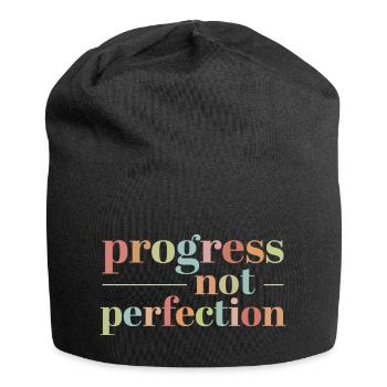 Progress instead of perfection Self-love - Jersey Beanie - black - Front