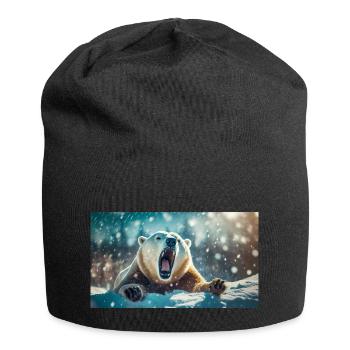 Niedliche Tiere chillen – Eisbär - Jersey-Beanie - Schwarz - Vorne