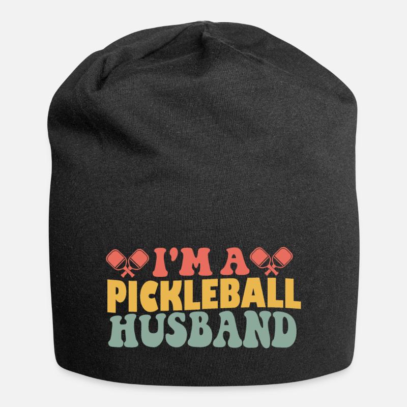 Ich bin ein Pickleball-Ehemann Vintage Groovy - Jersey-Beanie - Schwarz