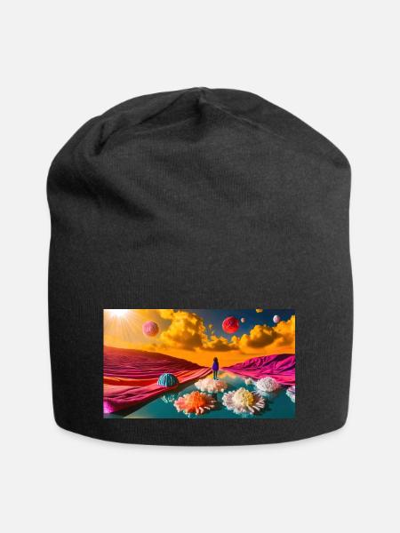 Bonbonplaneten - Jersey-Beanie - Schwarz