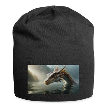 Ein realistischer böser dunkler Drache in einem nebligen Fluss - Jersey-Beanie - Schwarz - Vorne