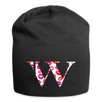 Brief mit Küssen - Jersey-Beanie - Schwarz - Vorne