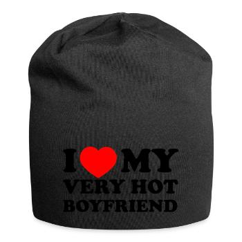 J’aime ma chemise de petit ami chaud - Bonnet en jersey - noir - Devant