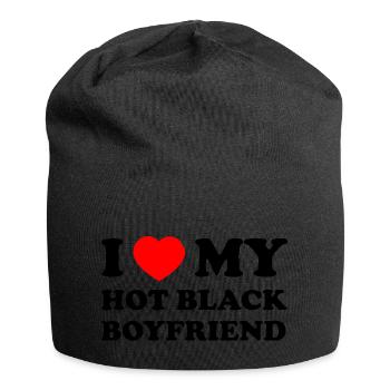 J’aime mon petit ami noir chaud - Bonnet en jersey - noir - Devant