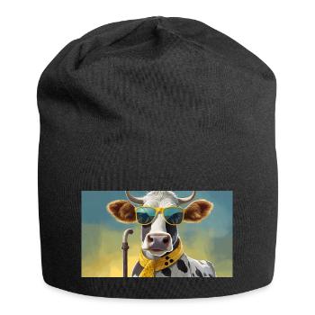 Jeu de mots : expression ambiguë – Blinde Kuh (vache aveugle) - Bonnet en jersey - noir - Devant