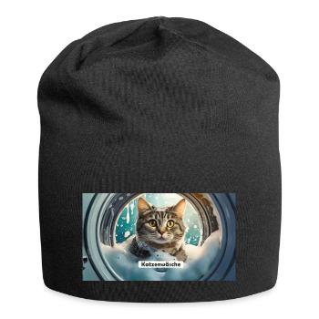 Wortspiel – Katzenwäsche - Jersey-Beanie - Schwarz - Vorne