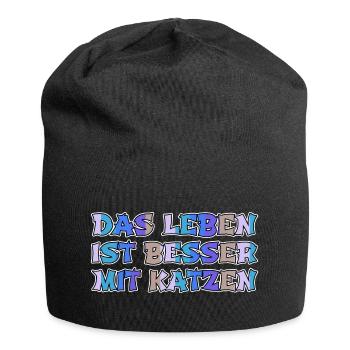 geek geburtstag witzig katze cool falbkatze bday - Jersey-Beanie - Schwarz - Vorne
