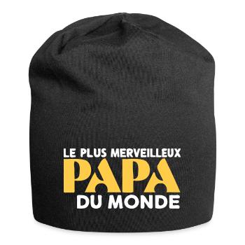 Belle idée cadeau fete des pères anniversaire papa - Bonnet en jersey - noir - Devant