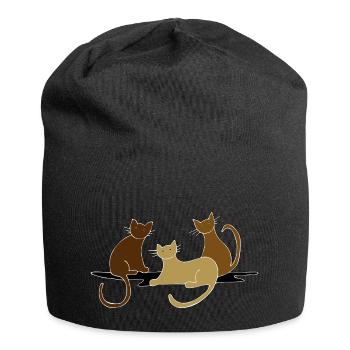 Katzen - Jersey-Beanie - Schwarz - Vorne
