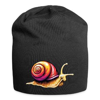 Schnecke Weinbergschnecke - Jersey-Beanie - Schwarz - Vorne