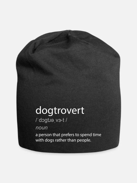 Dogtrovert Hundeliebhaber witzige Definition - Jersey-Beanie - Schwarz
