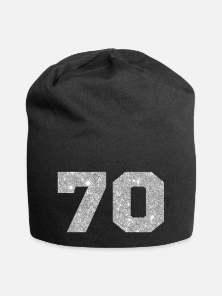Nummer 70 Silberglitter - 70. Jahrestag - Jersey-Beanie - Schwarz