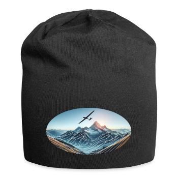 Segelflugzeug in den Bergen - Jersey-Beanie - Schwarz - Vorne