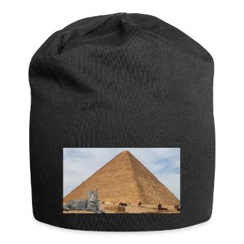 Cat and Pyramid - Jersey Beanie - black - Front