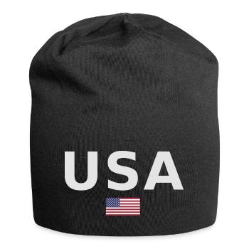 TEAM USA amerikanische Flagge Fahne unter Schrift - Jersey-Beanie - Schwarz - Vorne