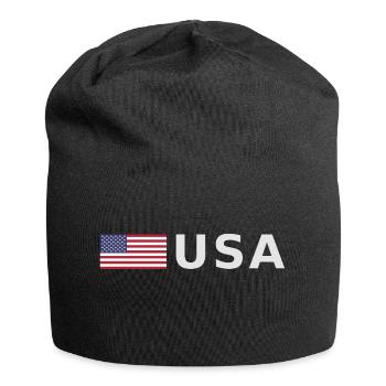 TEAM USA amerikanische Flagge Fahne vor Schrift - Jersey-Beanie - Schwarz - Vorne