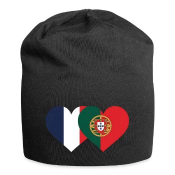France Portugal Flag Coeur - Bonnet en jersey - noir - Devant