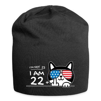 I'm Not 23, I Am 22 Plus 1 Middle Finger Cat Flip - Jersey Beanie - black - Front