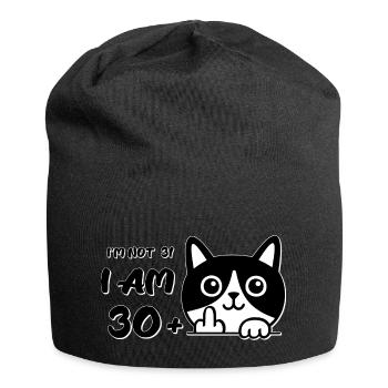 I'm Not 31, I Am 30 Plus 1 Middle Finger Cat Flip - Jersey Beanie - black - Front