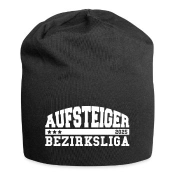 Aufsteiger 2025 Bezirksliga Aufstieg Fußball - Jersey-Beanie - Schwarz - Vorne
