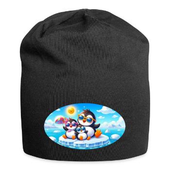 Lustige Pinguine - Jersey-Beanie - Schwarz - Vorne