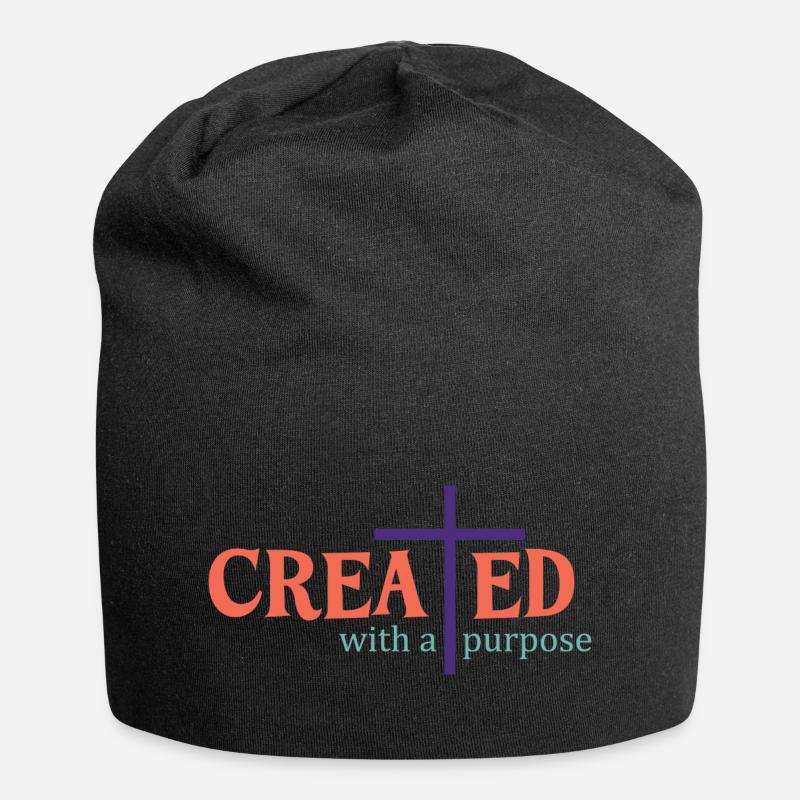 created with a purpose - Jersey Beanie - black