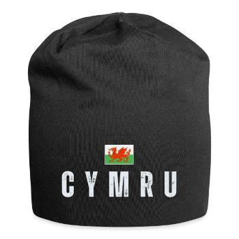 Flagge von Wales, walisischer Patriot - Jersey-Beanie - Schwarz - Vorne