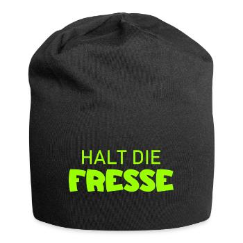 Halt die Fresse - Cooler Spruch - Jersey-Beanie - Schwarz - Vorne