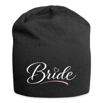 Braut-Schriftzug mit Herz - Jersey-Beanie - Schwarz - Vorne