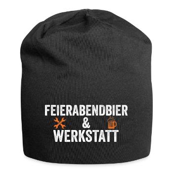 Feierabendbier & Werkstatt – Handwerker T-Shirt - Jersey-Beanie - Schwarz - Vorne