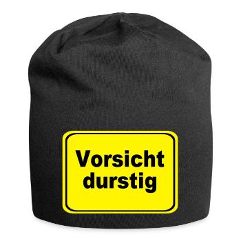 Vorsicht durstig Signet - Jersey-Beanie - Schwarz - Vorne