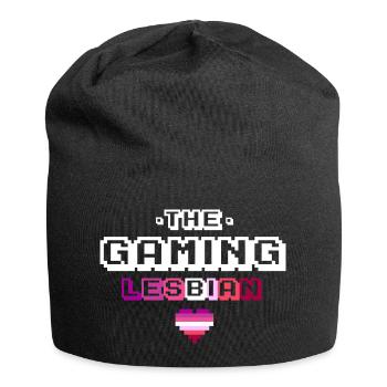 Geschenk Lesbe Gamerin lesbisch Gaming 8bit - Jersey-Beanie - Schwarz - Vorne