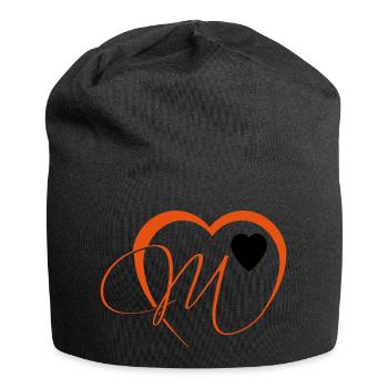 Coeur Saint Valentin avec la lettre M - Bonnet en jersey - noir - Devant