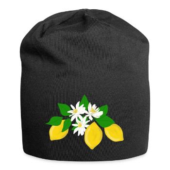 Lemons, lemon blossoms - Jersey Beanie - black - Front