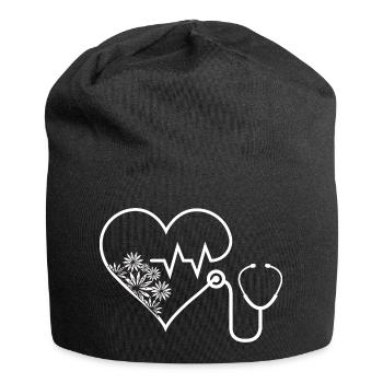 Stethoscope with a heartbeat - Jersey Beanie - black - Front