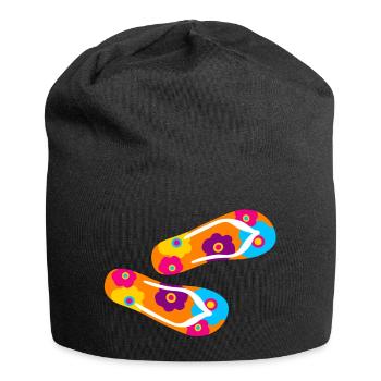 Flip Flops Latent Fleur Fleur Fleur Fleurs colorées - Bonnet en jersey - noir - Devant
