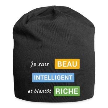 Je suis beau, intelligent et bientôt riche - Bonnet en jersey - noir - Devant