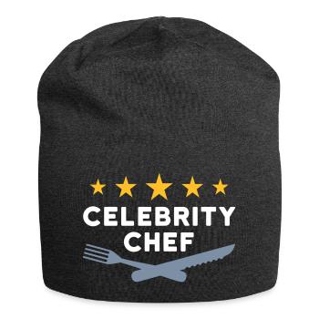 Chef célèbre (cinq étoiles, fourchette, couteau) - Bonnet en jersey - charbon - Devant