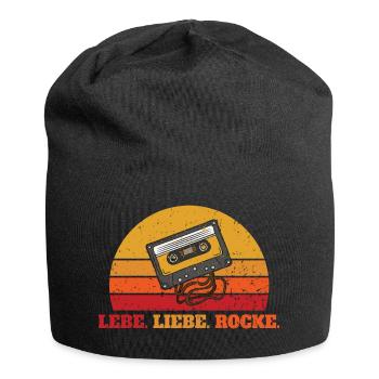 Lebe. Liebe. Rocke. - Jersey-Beanie - Schwarz - Vorne