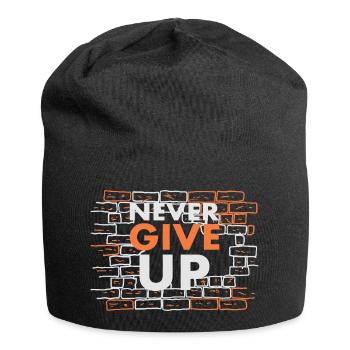 Gib niemals auf - Jersey-Beanie - Schwarz - Vorne