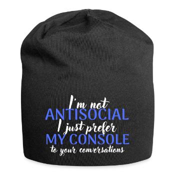 Console Lover Not Antisocial - Jersey Beanie - black - Front